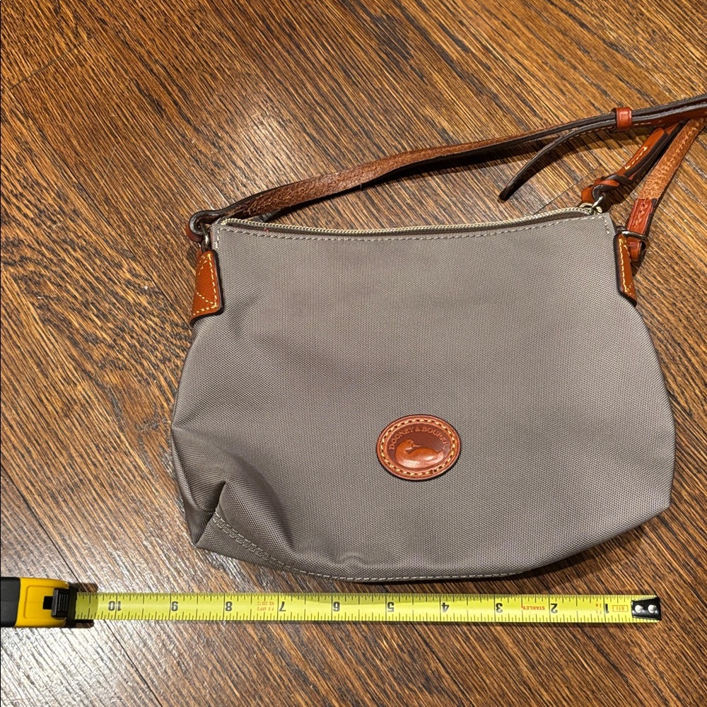Dooney & Bourke Gray NylonPouchette Crossbody with Brown Leather Trim - Picture 4 of 5